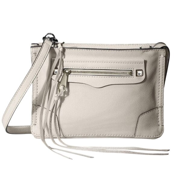 Rebecca Minkoff RAGEN White Leather Crossbody Bag Gold-Tone Hardware AUTHENTIC - Picture 1 of 11